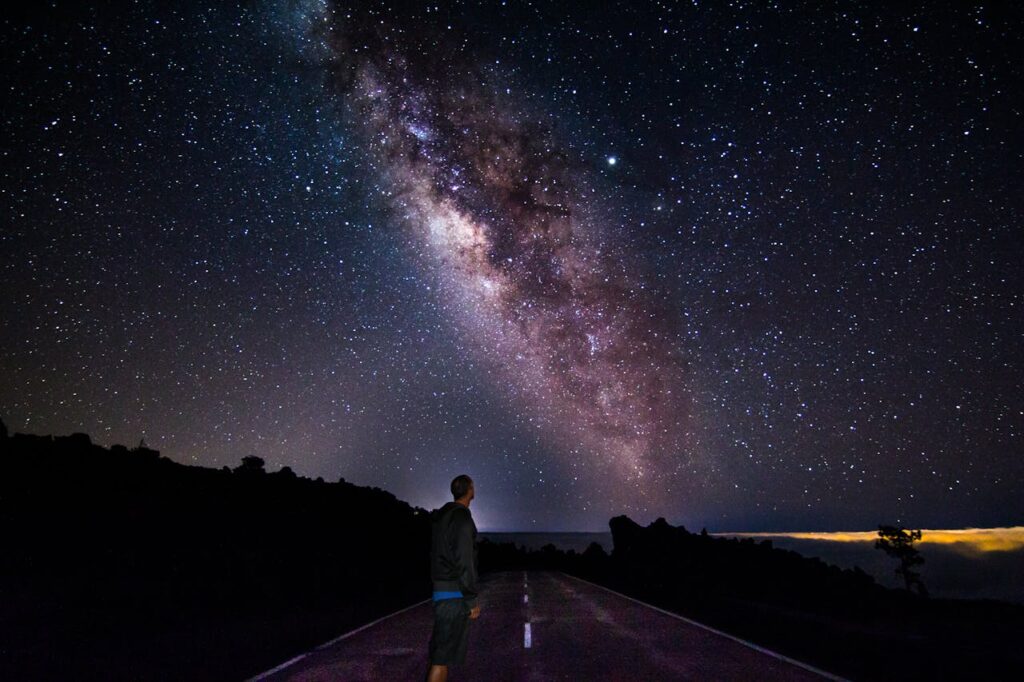 Man Looking Up The Sky in spain